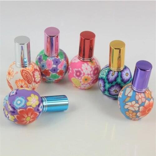 5pcs/lot 10ml Empty Aluminum cap Glass Perfume Lotion Bottle Atomizer Spray Refillable Vials Colorful Travel Cosmetic Containers