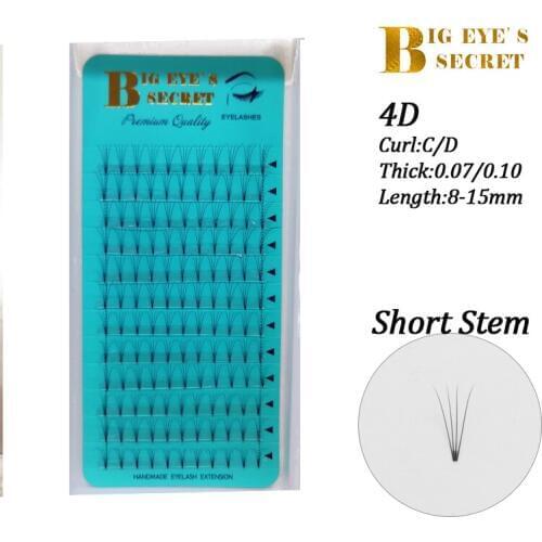 Big eyes secret Short Stem 4D mink lashes premade fans Individual false eyelash extension Thick Fake Eye lash Free shipping