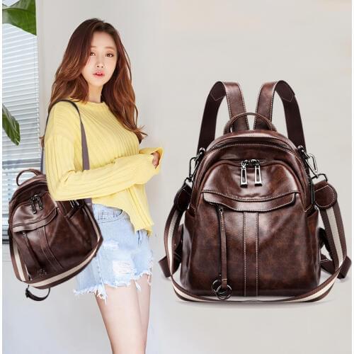 2020 college style school Bags Teenagers ladies travel High quality womens genuine leather cow skin soft casual small backpack