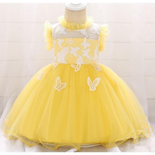 Buterfly Girl Baby Baptism Birthday Dress For Baby Girl Party Wedding Kids Dresses Tutu Lace Princess Dress 1 Years
