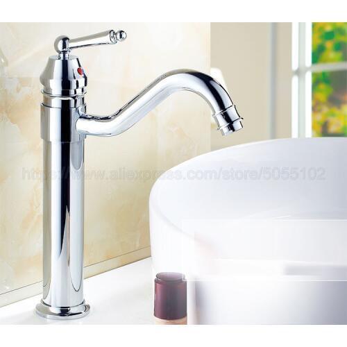 Bathroom Faucet Polished Chrome Basin Faucet Deck Mounted Single Handle Single Hole Hot And Cold Water Tap znf207