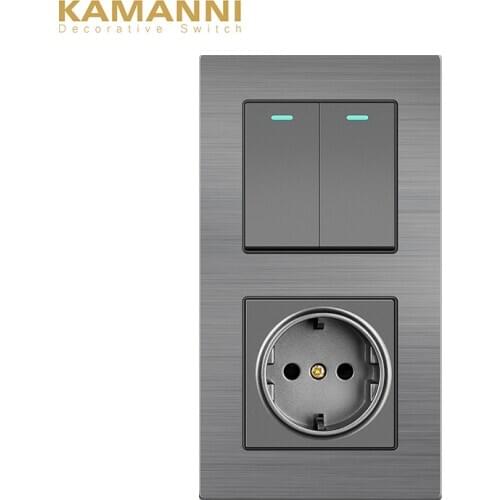 KAMANNI switch with socket wall switch 220v switches and sockets light switches AC Aluminum alloy Three frames DIY