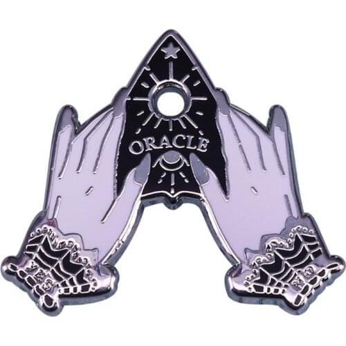 Halloween Funny Ouijas and Chill Planchette Enamel Lapel Pins Gothic Black Witchcrafts Brooch Pin Fashion Jewelry Unisex
