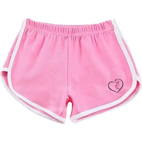 Women Short Heart Cat Appliques Summer Casual Daily Cotton Loose Yoga Sports Pant