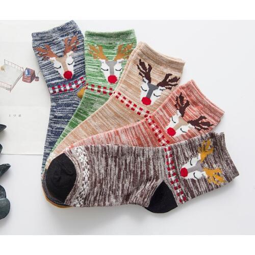 Ladys Casual socks Cotton Womens Under Clothing and Male short sock Cartoon Deer breathable sock Christmas Gift Crew Sock