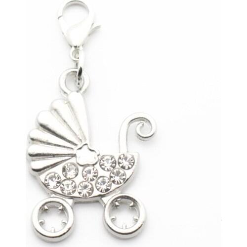 10pcs/lot Baby Carriage Dangle Charms Pendant Charms Lobster Clasp Hanging For Necklace Charm Bracelet Jewelry