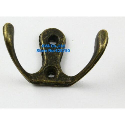 20 Pieces Wall Hook Hat Coat Robe Hooks / Antique Brass 49x27mm