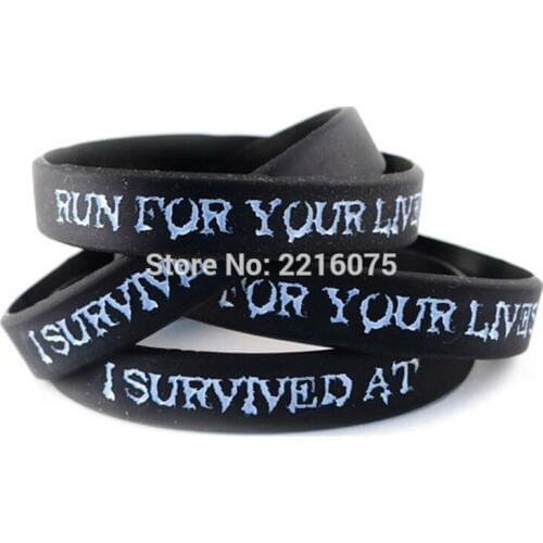 300pcs I SURVIVED AT Run for Your Lives silicone wristband rubber bracelets free shipping by DHL express