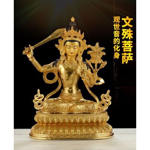 46CM 18" huge large Buddha HOME Greco-Buddhist efficacious Protection # Tibetan Buddhism Bodhisattva Buddha Gilding statue
