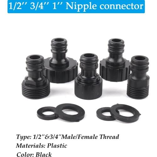 5Pcs 1/2'' 3/4'' 1'' Thread Garden Irrigation Nipple Connector Female Thread Watering Gun Joints Plastic Water Faucet Adaptors