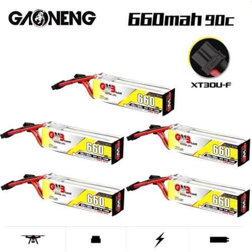 5Pcs/Set Max 180C Gaoneng GNB 660mAh 3S 11.4V HV Lipo Battery With XT30U-F Plug for FPV Racing Drone 4 Axis UAV RC Drone