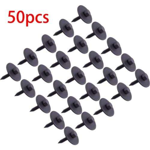 50pcs/Set 25mm Black Body Fender Screw Bumper Retainer Clip Bolt Hex Head for Universal Car