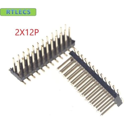 500 pcs 2x12 P 24 Pin 1.27 mm male Header Dual row Straight PCB SMT male Pin Headers Rohs Lead free