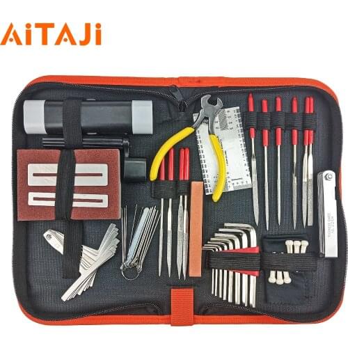 AITAJI Guitar Tool Kit Guitar 45pcs Repair Maintenance Tools Bridge Pin String Winder Measuring Ruler Multifunction Toolkit 1Set
