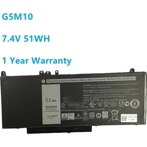 G5M10 Laptop battery For DELL Latitude E5250 E5450 E5550 8V5GX R9XM9 WYJC2 1KY05 7.4V 51WH