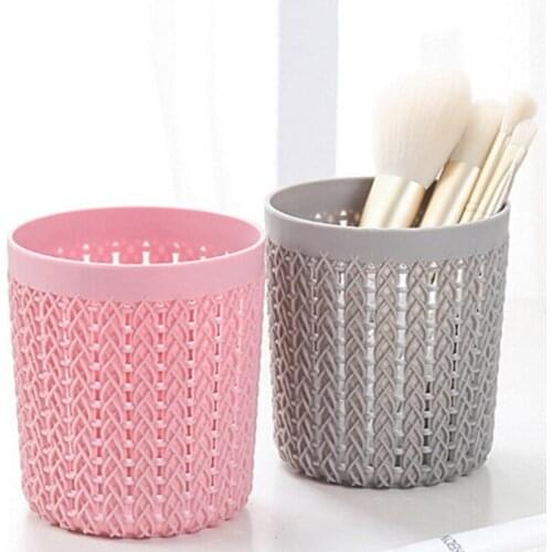 Cylinder Storage Empty Holder Cosmetic Brush Bag Brushes Organizer Cylinder Hollow Cosmetic Brush Box Holder Pink/Gray