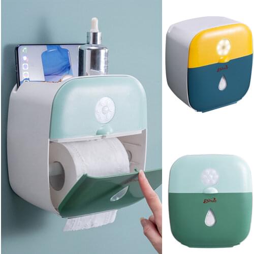 Tissue Box Kitchen Paper Roll Holder Bathroom Bathroom Tissue Towel Accessories Rack Toilet Paper Holders With LED Night Light