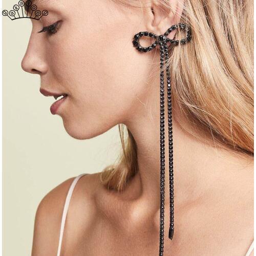 Crystal Wedding Long Earrings for Women Rhinestone Simple Korean Bridal Party Prom Earrings Jewelry Wholesale