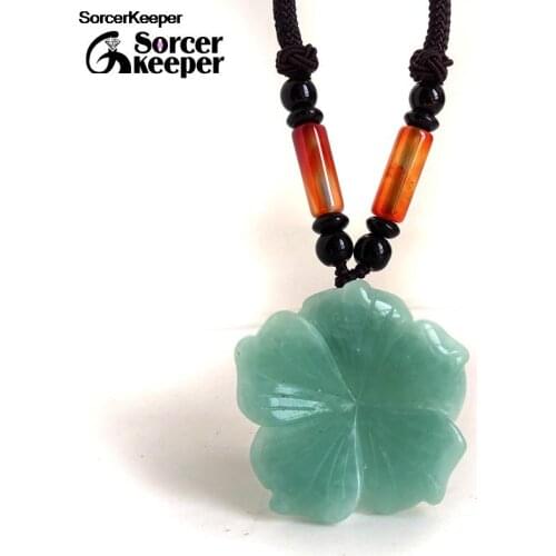 Hot Sale Maxi Necklaces DIY Crystal Beads Jewelry Pendant Collier Hand-Carved Vintage Flowers Natural Amazonite Stone PS784