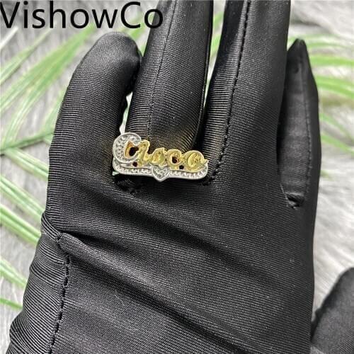 VishowCo Custom Name Rings Gold Personality Hip Hop Ring Women Fashion Punk Letter Ring Gifts