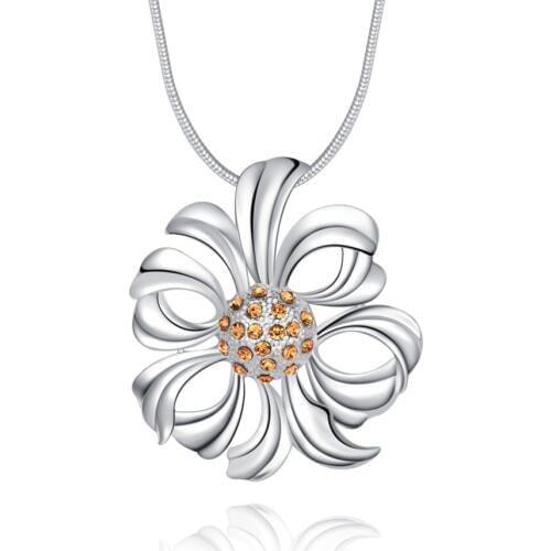 2019 new fashion jewelry, S925 Silver color necklace, Another Silver color womens bow-shaped hollow necklace N953