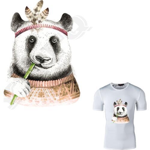 Cool Iron-On Clothing Patches Panda Eat Bamboo Stickers Patches For Kids DIY Applique For Clothes Iron On Transfers For Clothing