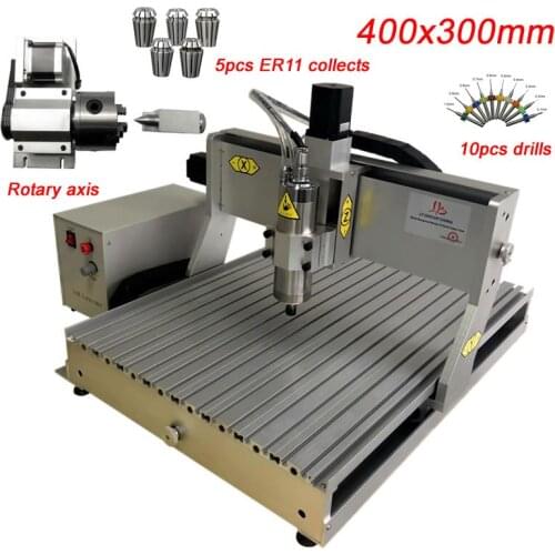 LY CNC 3040 800W 3Axis 4Axis Engraving Milling Drilling Cutting Machine ER11 Collects CNC Router Ball Screw Customized Z Stroke
