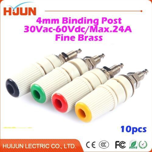 10pcs 4mm 24A M5 Binding Post Copper Banana Panel Socket Plug Audio Speaker Adapter Amplifier Power Female Terminal Connector
