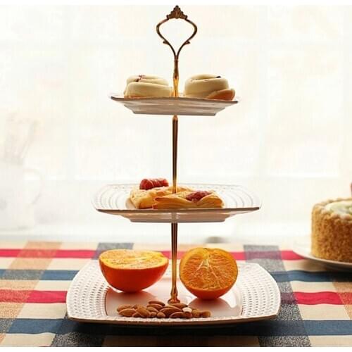 Chic Crown Plate Metal Stander 3 Tier Gold Silver Cake Plate Rack Casual Party Supplies Cupcake Display Dish Rack Stand ONLY