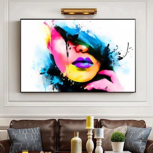 Wall Graffiti Art Canvas Paintings Abstract Portrait Canvas Art Print Abstract Girl Picture For Living Room Cuadros Decor