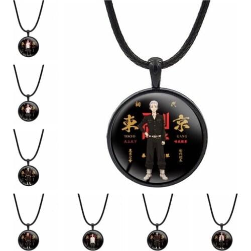 Wholesale 5 Pcs 2021 Tokyo Avengers Anime Cosplay Necklace Metallic Glass Pendant Leather Hand Accessories for Women Men Gifts