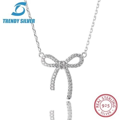 925 sterling silver necklace chain for women woman rose gold plated pendant jewelry pave CZ