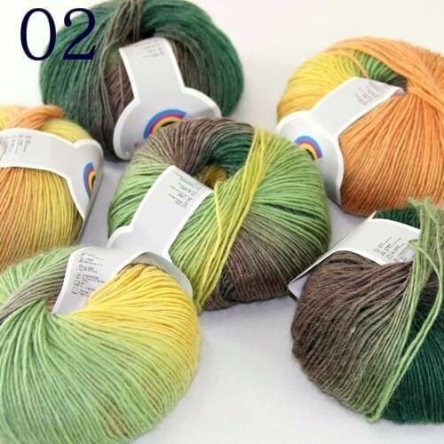 Sale Soft 6X50gr ballCashmere Wool Colorful Rainbow Wrap Shawl DIY Hand Knit Yarn Green Brown Orange Yellow 524-02-6