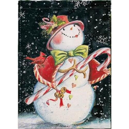 Christmas Themed Garden Flag Winter Holiday Yard Outdoor Window Street Snowman Linen Banner Festival Decoration
