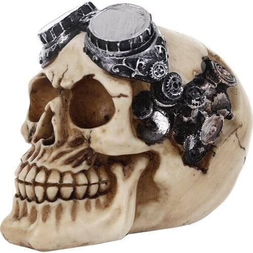 Home decoration resin statue craft skull model sculpture Halloween human skull bar office desktop decoration gift p0822