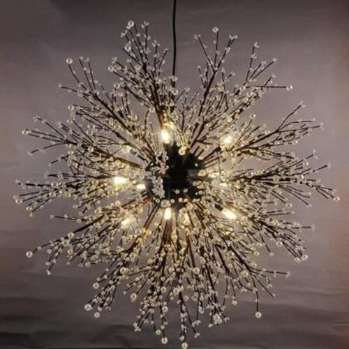 Vintage Hanging Lamp Loft Chandeliers LED Modern Crystal Firework Pendant Lighting Ceiling Light Fixtures for Resturant Foyer