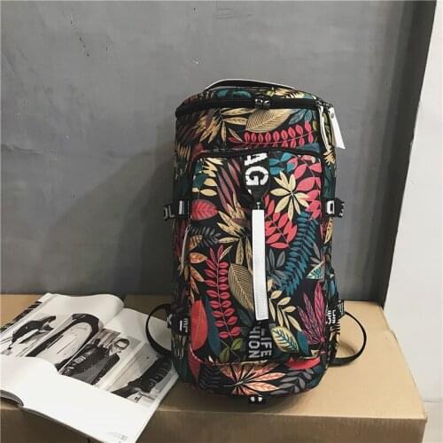 Large capacity backpack single shoulder bag multi function fitness bag yoga bag dry wet separation backpack canvas bag