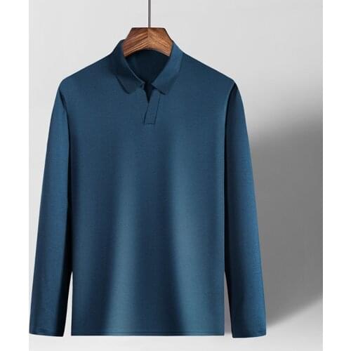 High Quality Business Mercerized Cotton T Shirt Men Long Sleeve White V Neck Tshirt Collar Tops Breathable Camisetas Hombre 2020