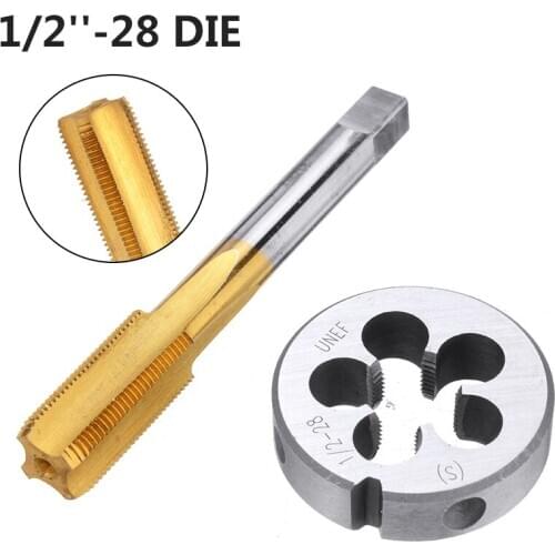 High Speed Steel Tap Die 1/2 inch -28 HSS Titanium Coated Tap & Round Die Set Right Hand Thread Tools For Mold Machining Tool