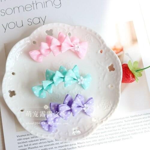 Pet Hair Clips Bow Wave Point Frog Clip Teddy Yorkshire Could XiShi Shih Tzu Polka Pet Dog Clip 20PCS