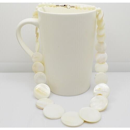 White Shell Pearl Necklace 6mm-30mm Coin Natural Sea Shell Pearl Necklace 18inches High Luster Top Jewelry Wedding Party Gift