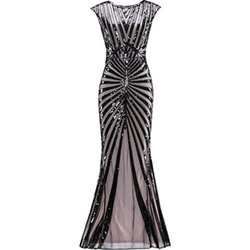 Formal Dress 1920s Sequin Mermaid Formal Long Sleeveless Dresses Flapper Gown Party fringed Tassel vestidos