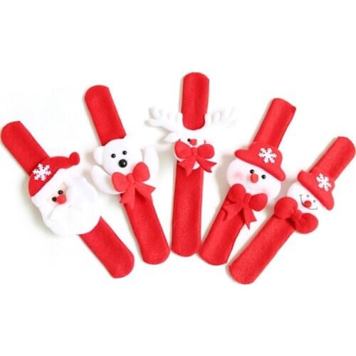 10 Pieces Christmas Decorations Patting Circle Children Bracelet Gift Toy Santa Clause Snowman Deer New Year Party Toys