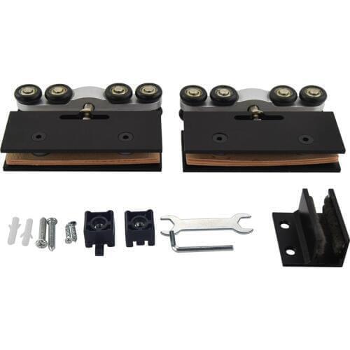 2PCS Shower Door Pulleys Bathroom Pan Glass Sliding Door Pulleys Runners Wheels Rollers Strong Load-bearing Capacity Matte Black