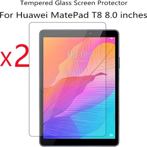 2Pcs Tempered Glass Screen Protector for Huawei MatePad T8 8.0 Inch Ultra-clear Bubble Free Protective Film