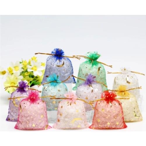 20pcs Stars & Moon Design Organza Sachet Bag Sheer Gauze Element Jewelry Bags Tulle Fabric Wedding Gift Bags Cosmetic Packaging
