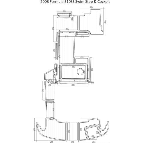 2008 Formula 310SS Swim Step & Cockpit Pad Boat EVA Teak Decking 1/4" 6mm