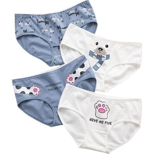 3 Pcs/lot Panties Women Cotton Underwear Cartoon Print Seamless Panties Breathable Briefs Girls Sexy Lingerie Cute Ladies Boxers
