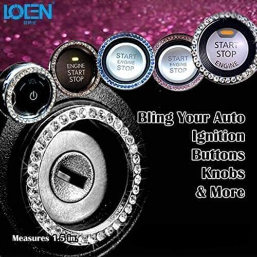 39mm 1.5inch Car Sticker Auto Engine Star tIgnition Button Descrition Key Knobs Ring Crystal Rhinestone Bling Emblem Decal