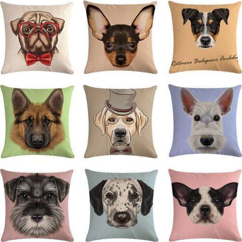 45x45cm Bull Terrier Beagle Cushion Covers Boston Terrier Boxer Dog PillowCase Bulldog Chihuahua Doberman Cute Animal Home Decor